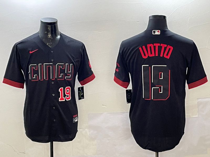 Men Cincinnati Reds 19 Uotto Black City Edition Game Nike 2025 MLB Jersey style 5